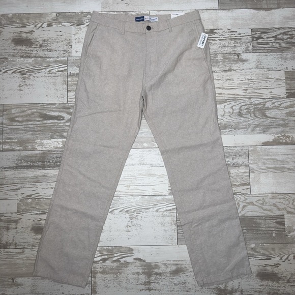 Old Navy Other - Old Navy Pants Mens 34x32 Beige 90s Straight Linen Blend Chino New Flat Front